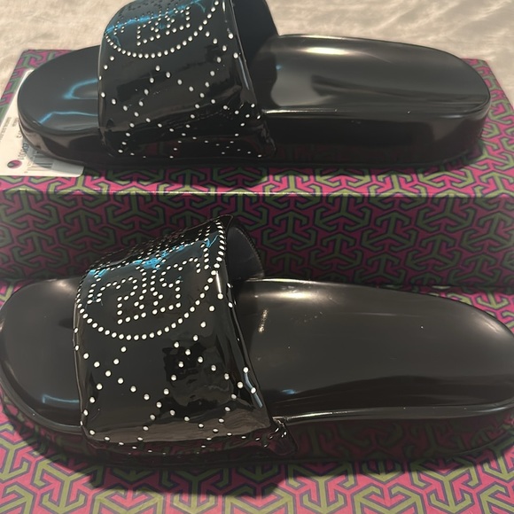 Tory Burch DOUBLE T POOL SLIDE Black - Picture 4 of 10